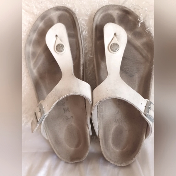 Birkenstock Gizeh Birko-Flor White Leather Sz 39 - Picture 8 of 10